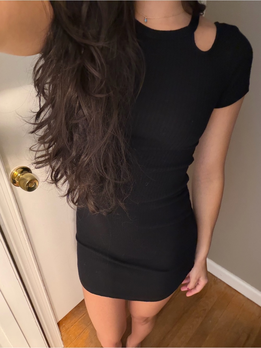 Forever 21 Black Ribbed Cutout Mini Dress